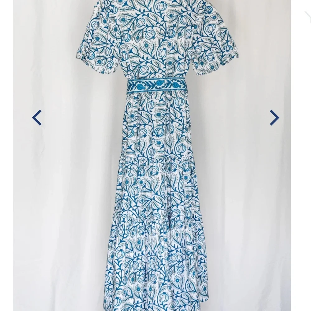 Erica Wilson Nantucket XS Pomegranate Print Maxi or Midi Long Dress - Picture 9 of 11